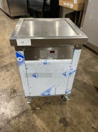Commercial Stainless Steel Electric Powered Single Cold Plate Fried/Rolled Ice Cream Machine! With Digital Controls! Model: K06005! 110V! On Casters! - Item #1191667