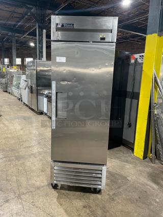 True Superior Series Commercial Stainless Steel Solid Single Door Reach In Refrigerator! Energy Star Certified! With Poly Coated Wire Rack! Model: TS-23 SN: 1-3781589! 115V 1 Phase! On Casters! - Item #1191701