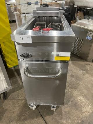Empero Commercial Stainless Steel Natural Gas Powered Deep Fat Fryer! With Frying Baskets! On Casters! - Item #1192446