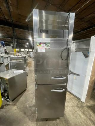 Traulsen Commercial Stainless Steel Solid Half Door Single Section Reach In Refrigerator! With Wired Racks! Model: AHT132DUT-HHS SN: 22K03632! 115V 1 Phase! On Casters! - Item #1192456