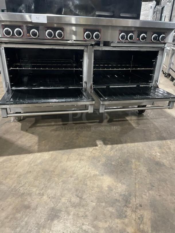 Garland Sentry Series Commercial Stainless Steel Electric Powered 10-Burner Range/Double Oven Combo! With Back Splash & Overhead Salamander Shelf! With Wired Oven Racks! Model: S684 SN: 0404RE0062! 208V 3 Phase! On Casters! - Image 7 of 11
