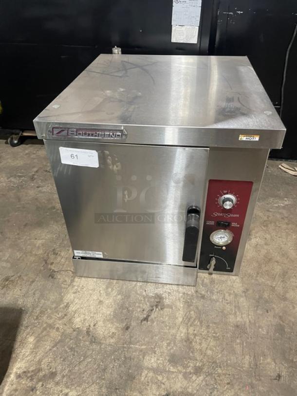 Southbend SilverStar convection steamer in stainless steel, with control panel, fair condition, model markings visible.