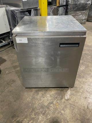 Delfield Commercial Stainless Steel Solid Single Door Undercounter Refrigerator! With Poly Coated Wire Rack! Model: 406CA-DHL-DD1 SN: 0710152002091! 115V! On Casters! - Item #1192622