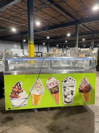 Master-Bilt Commercial White Homemade Style Ice Cream/Frozen Yogurt Dipping Cabinet! With Serve Over Sneeze Guard! With Lift Up Rear Access! With Poly Coated Wire Rack! - Item #1192662