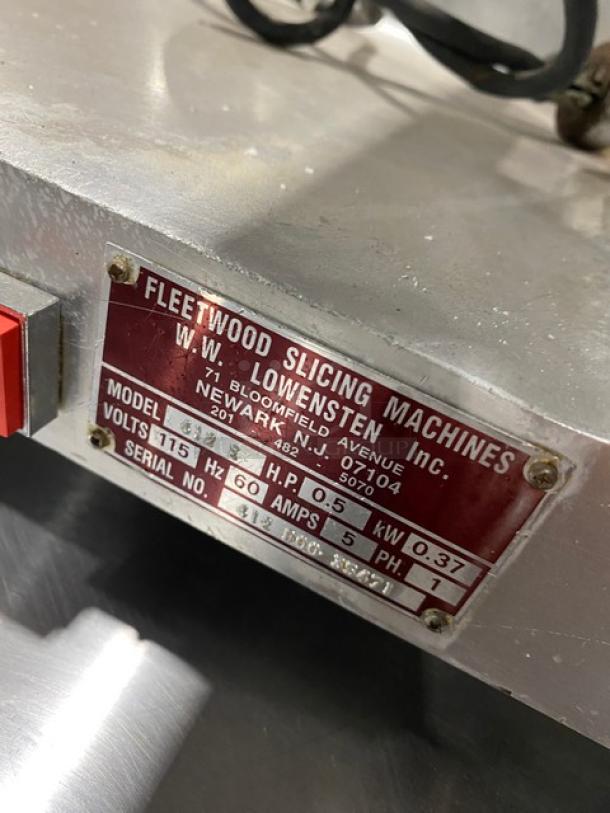 Fleetwood Commercial Electric Powered Countertop Deli Meat Slicer! With 12" Blade! Model: 412E SN: 412300-35471! 115V 1 Phase! On Legs! - Image 8 of 9