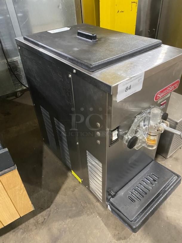 SaniServ Commercial Stainless Steel Electric Powered Countertop Air-Cooled Margarita/Cocktail/Frozen Beverage Machine! With Single 20 Qt. Hopper! With Drip Tray! Model: A7071J SN: 224555499! - Image 2 of 11