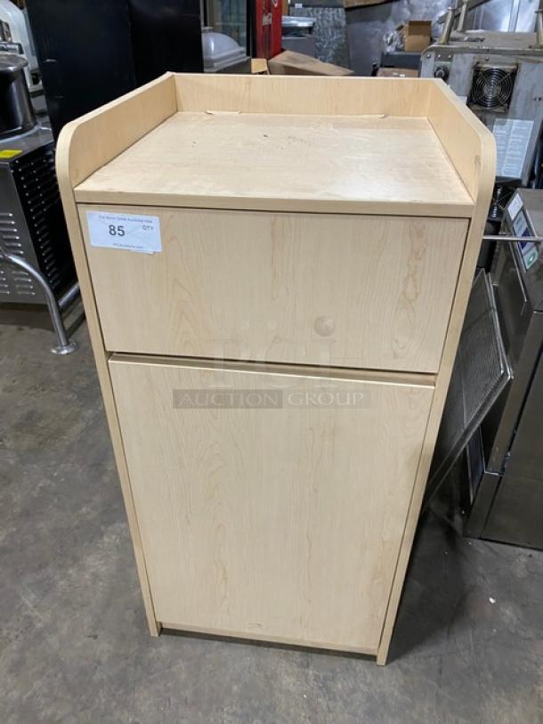 Commercial Enclosed Wooden Style Receptacle Cabinet! With Black Trash/Waste Bin! ALL ONE MONEY! - Image 1 of 7