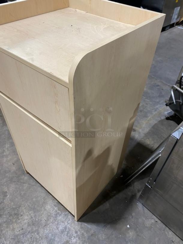 Commercial Enclosed Wooden Style Receptacle Cabinet! With Black Trash/Waste Bin! ALL ONE MONEY! - Image 2 of 7
