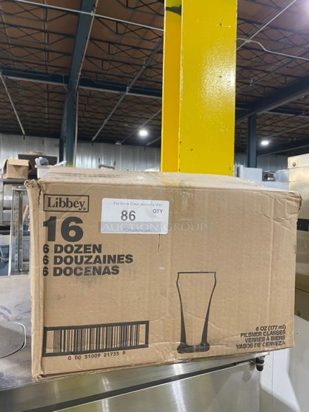 BRAND NEW! Libbey Commercial Clear 6 Oz. Heavy Base Pilsner Glass! With Safedge Rim! 6 Dozen Per Case! - Image 1 of 3