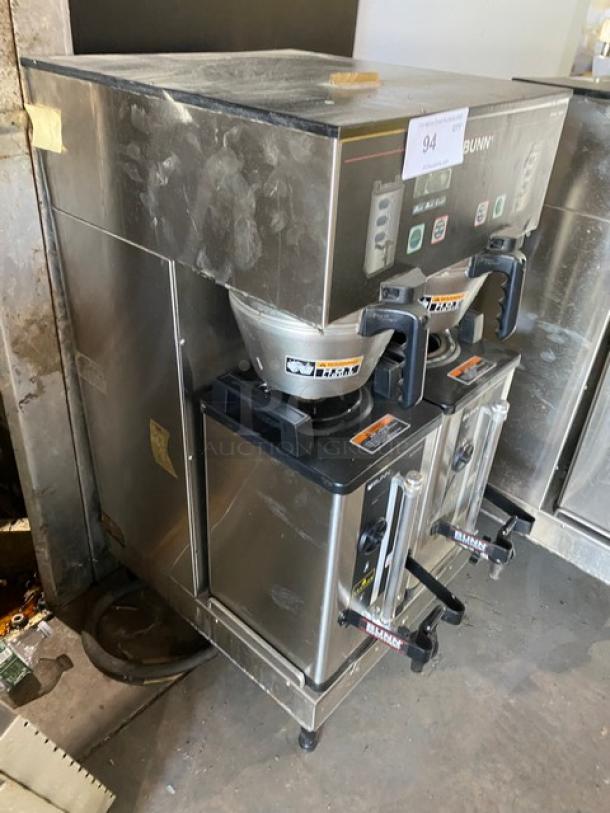 Bunn Dual DBC Series Commercial Stainless Steel Electric Powered Countertop Automatic Coffee Brewer! With Funnels & Bunn Soft Heat Series Portable Servers! Model: DUAL SH DBC SN: DUAL133827! 120/208-240V 1 Phase! On Legs! - Image 3 of 8