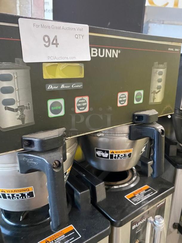 Bunn Dual DBC Series Commercial Stainless Steel Electric Powered Countertop Automatic Coffee Brewer! With Funnels & Bunn Soft Heat Series Portable Servers! Model: DUAL SH DBC SN: DUAL133827! 120/208-240V 1 Phase! On Legs! - Image 5 of 8