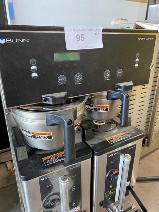 Bunn Soft Heat Series Commercial Stainless Steel Electric Powered Countertop Automatic Coffee Brewer! With Funnels & Bunn Soft Heat Series Portable Servers! Model: DUAL SH DBC SN: DUAL210986! 120/208V 1 Phase! On Legs! - Image 5 of 8