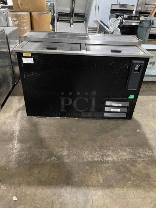 Fogel Commercial Black Powder Coated Double Section Back Bar Bottle Cooler! With Stainless Steel Top & Double Sliding Lids! Model: BC-50DBST SN: 2003100019! 115V 1 Phase! - Image 1 of 8