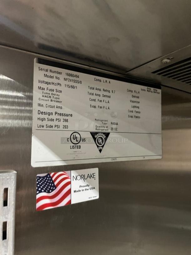 Norlake Commercial Stainless Steel Solid Single Door Reach In Freezer! Energy Star Certified! With Poly Coated Wire Rack! Model: NF241SSS/0 SN: 16060494! 115V 1 Phase! On Casters! - Image 7 of 8