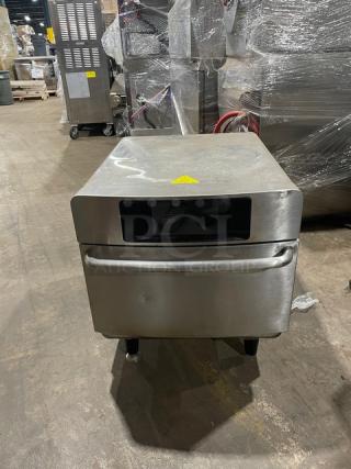 TurboChef ENCORE2 commercial electric rapid cook oven, stainless steel, ventless, one-touch controls, on legs.
