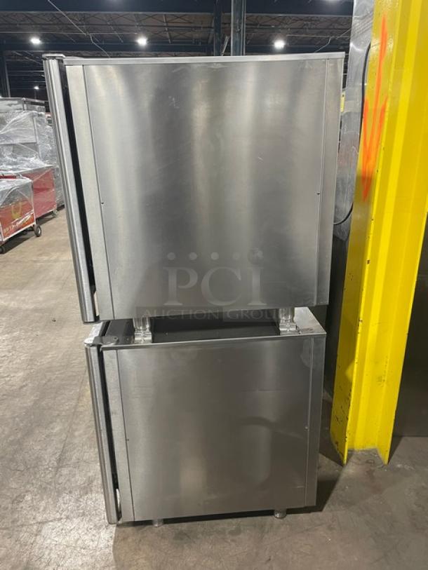 Eloma Genius Series Commercial Stainless Steel Electric Powered Double Stacked Combi Oven! With Digital Controls! With Built In Pan Slides & Wired Racks! On Legs! 2X Your Bid Make One Unit! - Image 2 of 6