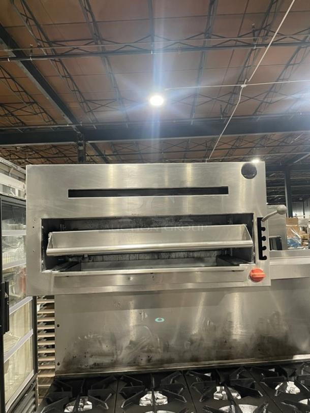 Commercial Stainless Steel Natural Gas Powered 10 Biurner Range/Double Oven Combo! With Back Splash & Overhead Salamander Broiler/Cheese Melter! With Wired Oven Racks! On Casters! - Image 6 of 8
