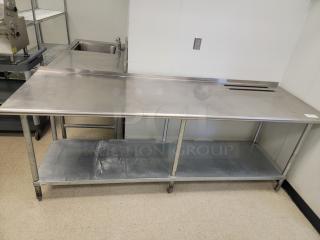 8' Stainless Steel Workstation - Commercial Grade! Need serious prep space in your commercial kitchen or workshop? Look no further! We're offering a robust 8-foot Stainless Steel Workstation, perfect for any high-demand environment. This is a vital piece of equipment designed for durability and sanitation. *BUYER MUST REMOVE - NO SHIPPING OR HANDLING AVAILABLE*