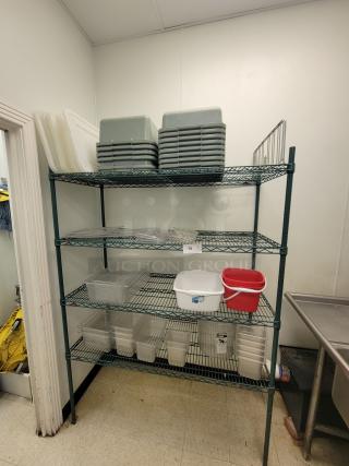 5' Metro Rack (5 Shelves) + BONUS Food Storage Containers! Is your kitchen or pantry a chaotic mess? Get organized and boost your storage capacity with this fantastic bundle! We're offering a 5-foot, 5-shelf Metro Rack, renowned for its durability and versatility, and we're sweetening the deal by including a bonus assortment of food-safe storage containers! This is the perfect package for any commercial kitchen, restaurant, home pantry, garage, or even a retail space in Abilene looking for smart storage solutions. *BUYER MUST REMOVE - NO SHIPPING OR HANDLING AVAILABLE*