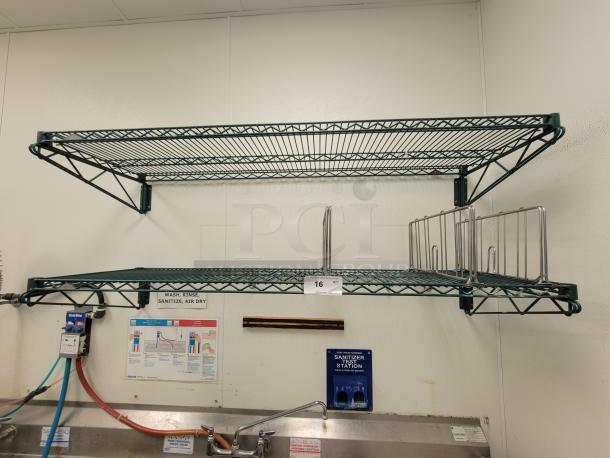 (4) Metro SmartWall G3 Shelves - Optimize Your Space! Looking to maximize your storage and organization? We have (2) 5 Foot and (2) 2 Foot Metro SmartWall G3 Shelves, perfect for any commercial kitchen, laboratory, healthcare facility, or even a highly organized home garage! *BUYER MUST REMOVE - NO SHIPPING OR HANDLING AVAILABLE* - Image 1 of 2