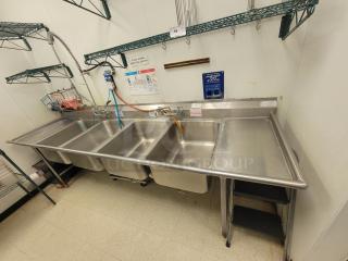 10' Commercial Stainless Steel 3-Compartment Sink with Sink Rite Dishwashing System - Ready for Your Kitchen! Upgrade your dishwashing operations with this complete setup! We're offering a robust 10-foot Commercial Stainless Steel 3-Compartment Sink, paired with an efficient Sink Rite Dishwashing System, perfect for any bustling restaurant, catering company, or food service establishment. *BUYER MUST REMOVE - NO SHIPPING OR HANDLING AVAILABLE*