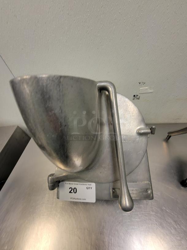 Hobart #22 Pelican Slicer Shredder Head Assembly - Boost Your Prep Efficiency! Upgrade your Hobart mixer's capabilities! We're offering a Hobart #22 Pelican Slicer Shredder Head Assembly, designed to attach to your Hobart mixer (or compatible power drive) to quickly slice and shred a wide variety of vegetables, cheeses, and more. This is an essential attachment for any commercial kitchen looking to streamline its prep work. *BUYER MUST REMOVE - NO SHIPPING OR HANDLING AVAILABLE* - Image 1 of 6