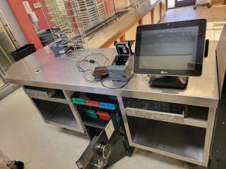 90" Stainless Steel POS Workstation with NCR Setup! Streamline your point-of-sale operations! We're offering a robust 90-inch Stainless Steel POS Workstation complete with BONUS NCR Equipment, providing a ready-to-use solution for your restaurant, retail store, or quick-service establishment. This integrated setup combines durability with leading POS technology. *BUYER MUST REMOVE - NO SHIPPING OR HANDLING AVAILABLE*