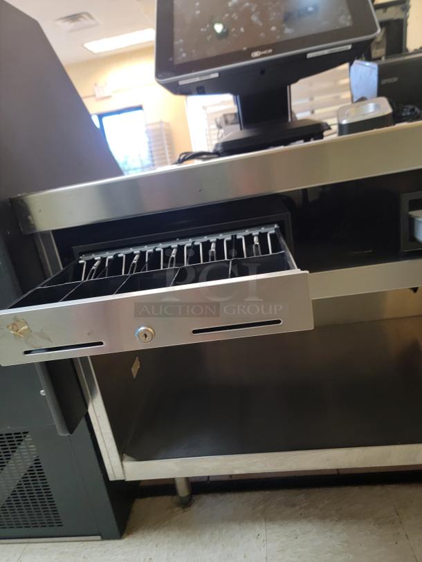 4' Stainless Steel POS Station with Cash Drawers & Bonus NCR POS Equipment - Ready for Your Business! *BUYER MUST REMOVE - NO SHIPPING OR HANDLING AVAILABLE* - Image 3 of 3