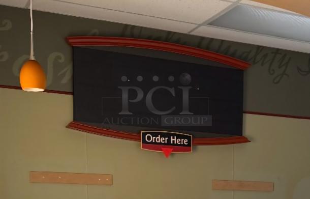 5' x 32" 'Order Here' Sign - Direct Your Customers! Guide your customers clearly and efficiently with a prominent 5-foot by 32-inch 'Order Here' Sign, perfect for directing traffic flow in your restaurant, quick-service establishment, deli, or retail space. This large, highly visible sign ensures your customers know exactly where to go to place their orders. *BUYER MUST REMOVE - NO SHIPPING OR HANDLING AVAILABLE* - Image 1 of 1