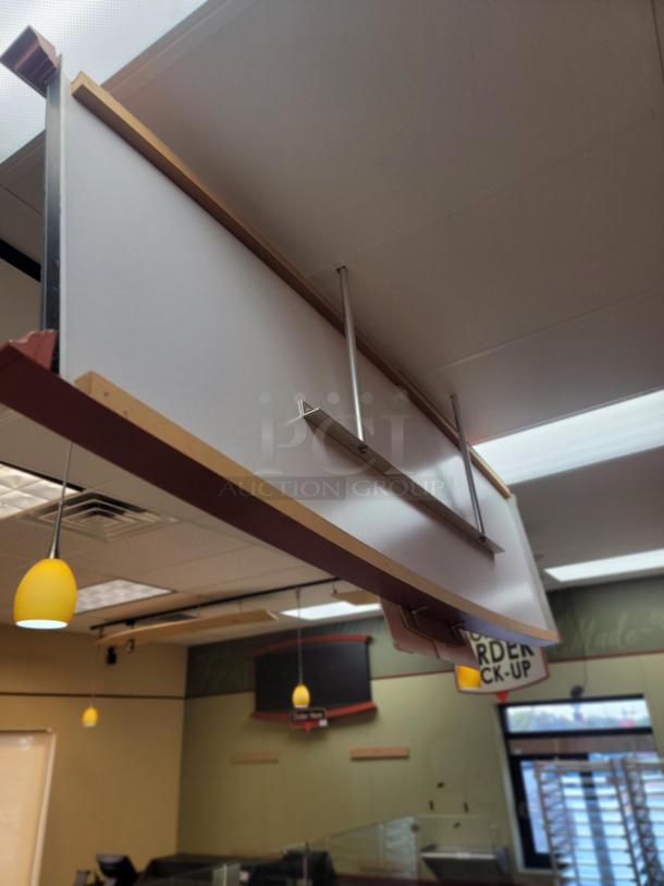 8' Specials/Menu Suspended Hanging Sign - Grab Your Customers' Attention! Showcase your daily specials and menu items prominently with this large 8-foot Suspended Hanging Sign, perfect for displaying your menu, daily specials, promotions, or important announcements in a highly visible way. This sign is ideal for restaurants, cafes, delis, bakeries, or any retail space looking to catch the eye of their customers. *BUYER MUST REMOVE - NO SHIPPING OR HANDLING AVAILABLE* - Image 2 of 2