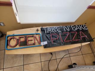 'Open' LED Neon Sign - Battery Powered (21") - Attract Customers! Bonus 'Take N Bake' 3' Neon Sign!   Make sure your customers know you're open for business with a Neon Sign, perfect for storefronts, cafes, pop-up shops, or even a home business. Its battery operation offers incredible flexibility for placement! *BUYER MUST REMOVE - NO SHIPPING OR HANDLING AVAILABLE*