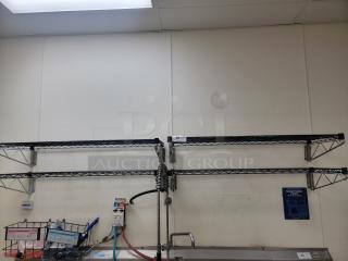 (4) Commercial Wire Wall Shelves - Optimize Your Space! Looking to maximize your storage and organization? We have (4) 4 Foot Shelves, perfect for any commercial kitchen, laboratory, healthcare facility, or even a highly organized home garage! *BUYER MUST REMOVE - NO SHIPPING OR HANDLING AVAILABLE*