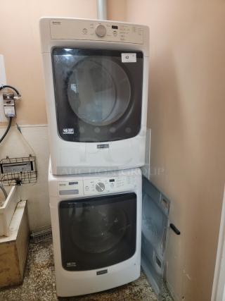 Maytag Electric Stackable Washer & Dryer Set - Efficient & Space-Saving! Fantastic Maytag electric stackable washer and dryer set, perfect for maximizing space in your laundry area! This reliable duo offers powerful cleaning and drying performance in a compact footprint.