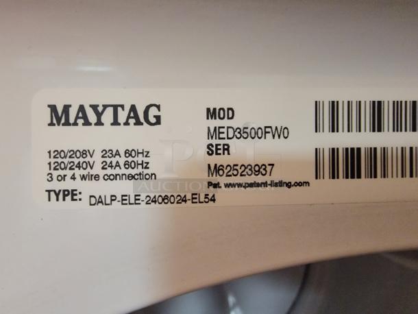Maytag Electric Stackable Washer & Dryer Set - Efficient & Space-Saving! Fantastic Maytag electric stackable washer and dryer set, perfect for maximizing space in your laundry area! This reliable duo offers powerful cleaning and drying performance in a compact footprint. *BUYER MUST REMOVE - NO SHIPPING OR HANDLING AVAILABLE* - Image 4 of 7