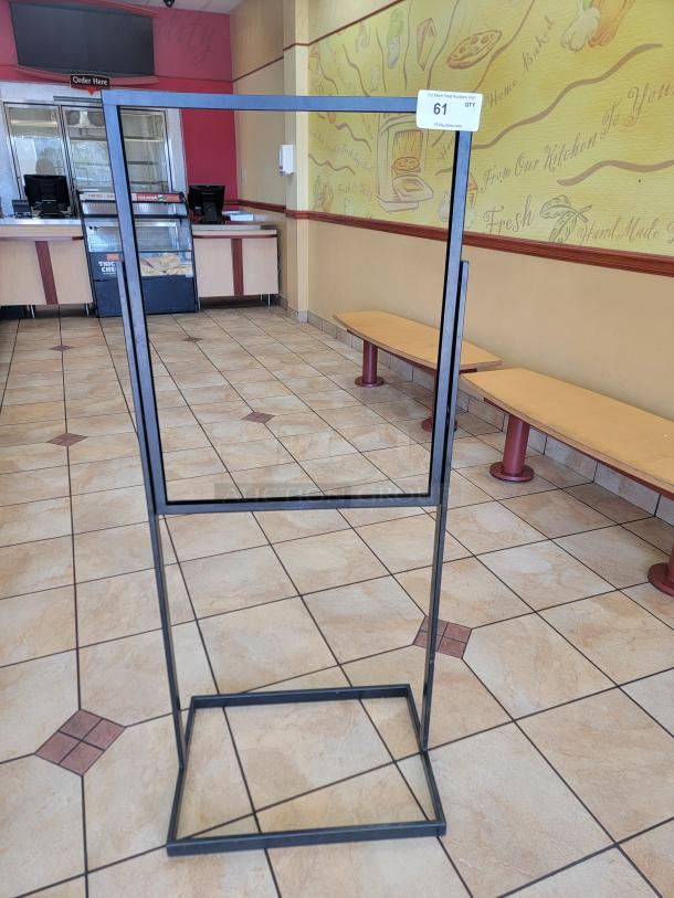 5' Metal Sign Holder - Perfect for Your Business Entryway! Make a great first impression and guide your customers with this versatile 5-foot Metal Sign Holder, an excellent solution for displaying welcome messages, daily specials, directions, or important announcements right at your business's entryway. *BUYER MUST REMOVE - NO SHIPPING OR HANDLING AVAILABLE* - Image 1 of 1