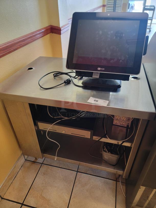 3' Stainless Steel POS Station with Cash Drawers & Bonus NCR POS Equipment - Ready for Your Business! *BUYER MUST REMOVE - NO SHIPPING OR HANDLING AVAILABLE* - Image 1 of 2