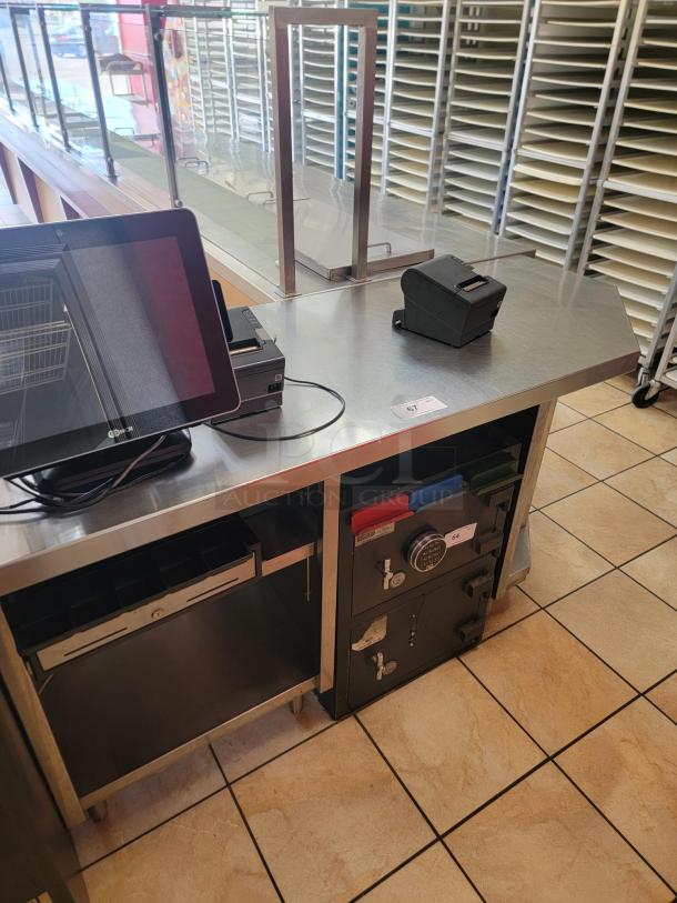 66" Stainless Steel POS Station with Cash Drawers & Bonus NCR POS Equipment - Ready for Your Business! *BUYER MUST REMOVE - NO SHIPPING OR HANDLING AVAILABLE* - Image 1 of 3