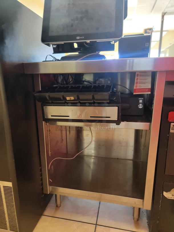 66" Stainless Steel POS Station with Cash Drawers & Bonus NCR POS Equipment - Ready for Your Business! *BUYER MUST REMOVE - NO SHIPPING OR HANDLING AVAILABLE* - Image 2 of 3