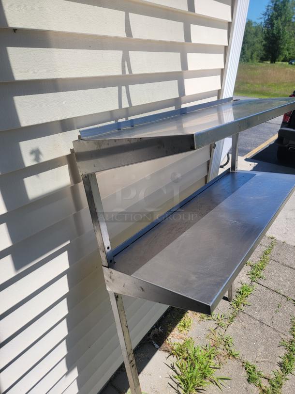 Versatile Stainless Steel Double Over shelf (4'x16", Adjustable to 5' tall!) Need extra storage and organization in your commercial kitchen, workshop, or garage? This high-quality stainless steel double over shelf is the perfect solution to maximize your vertical space! - Image 2 of 5