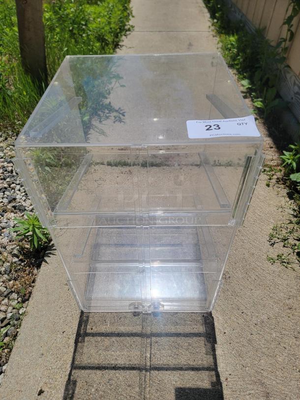 14" Acrylic Bakery Display Case - Perfect for Countertop Delights! Showcase your delicious baked goods beautifully and hygienically with this versatile 14-inch acrylic bakery display case! Ideal for cafes, bakeries, delis, convenience stores, or even home bakers selling at markets, this compact case provides excellent visibility and protection for your treats. - Image 1 of 3
