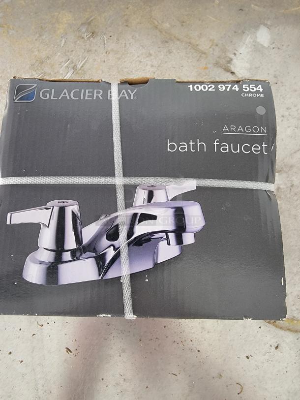 🚰NEW in Box! 🚰Glacier Bay Aragon Chrome Bath Faucet (4-inch centerset) Upgrade your bathroom with this brand new, still-in-box Glacier Bay Aragon bath faucet in a sleek chrome finish. Perfect for a quick and affordable bathroom refresh or a new installation. - Image 1 of 5
