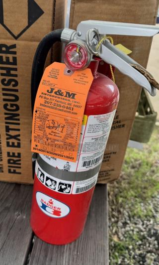 Brand new Badger 5MB-6H ABC fire extinguisher. Multi-purpose, dry chemical. Original packaging and labels intact.