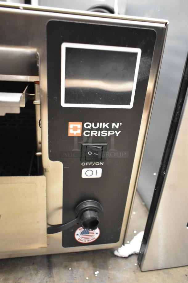 QNC GFII stainless steel ventless greaseless fryer, electric, 208/240V, 1 phase, "Quik N' Crispy" label, made in USA.