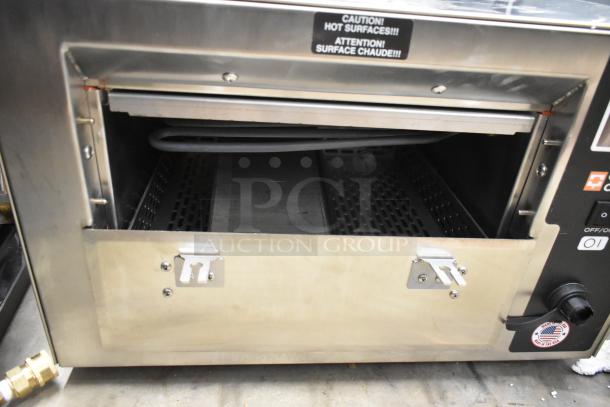 QNC GFII Stainless Steel Ventless Electric Fryer, 208/240V, countertop model, features open front panel, caution label visible.