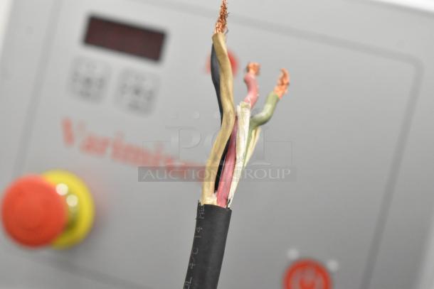 2021 Varimixer V80A commercial mixer control panel with frayed wires. Features 80-quart capacity, 208V, 3-phase.