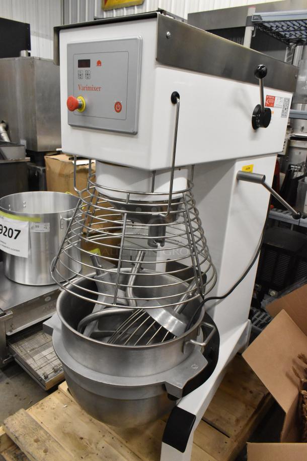 2021 Varimixer V80A 80 qt planetary dough mixer with bowl, guard, hook, whisk, paddle; 208V, 3-phase; excellent condition.