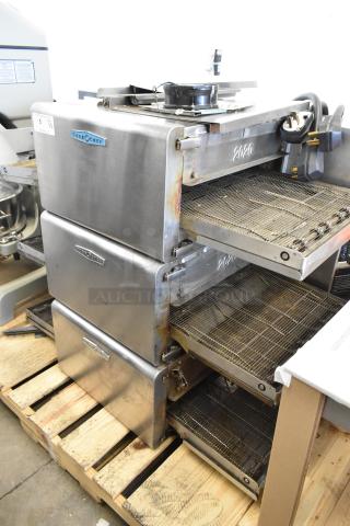 Three Turbochef HhC2020 conveyor ovens, stainless steel, electric, 208/240V, 3-phase, showing signs of use.