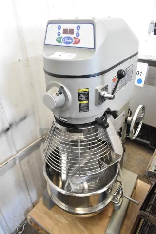 2023 Globe SPC40 commercial 40-quart planetary dough mixer with bowl, guard, dough hook, whisk, and paddle. 208V, 3-phase.