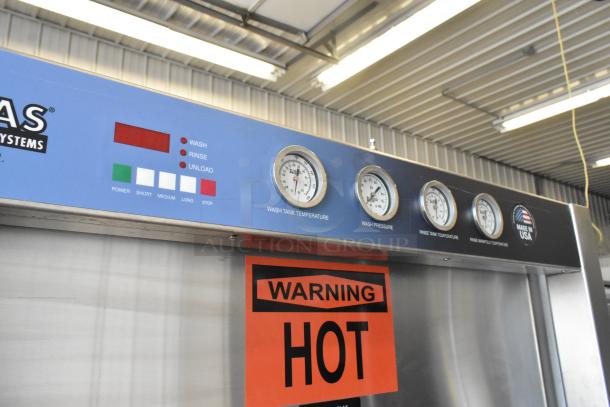 Douglas SD-20-IREL commercial pot and pan washer, 480V 3 phase, features wash controls and gauges, "Warning Hot" label.