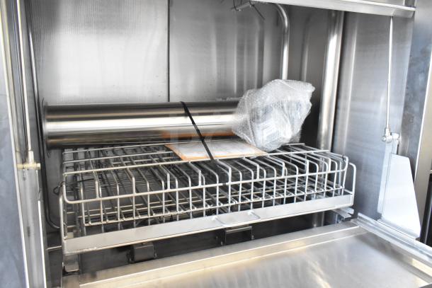 Douglas SD-20-IREL commercial pot and pan washer, 480V, 3-phase, stainless steel interior, includes wire rack and packaging.